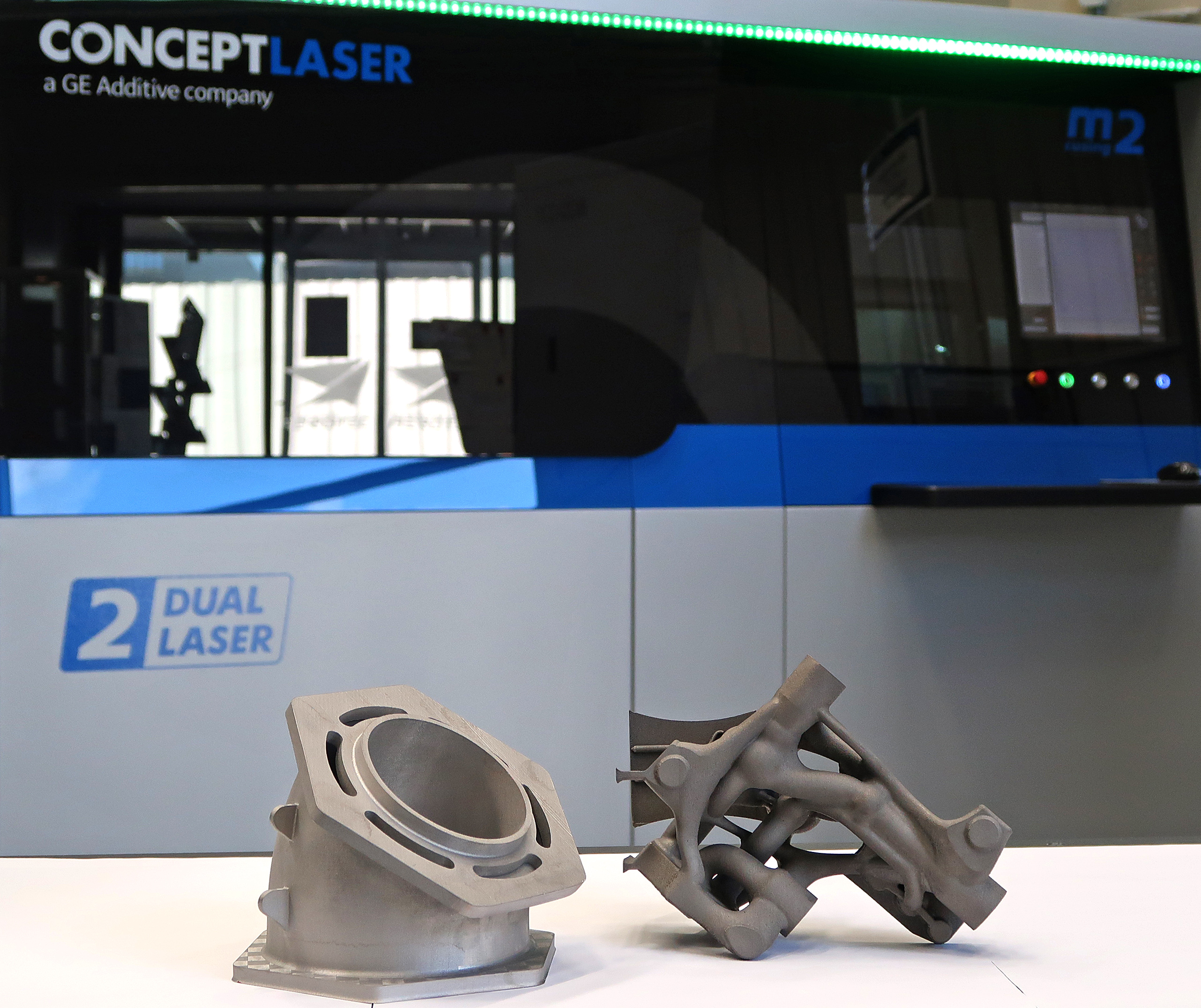 Titanium parts 3D printed on the Concept Laser M2. Photo via GE Additive.