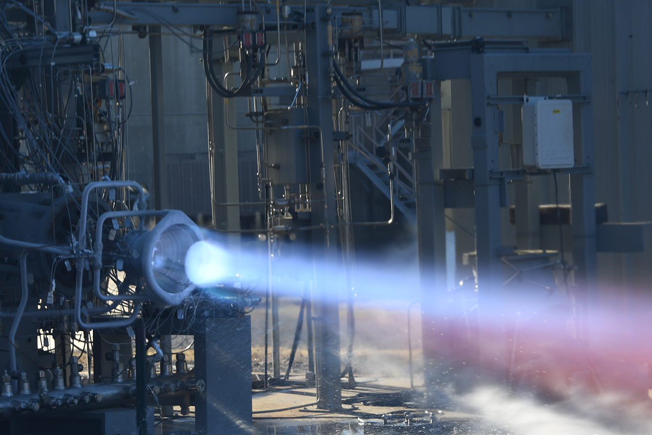 NASA fire-testing its 3D printed engine components. Photo via NASA.