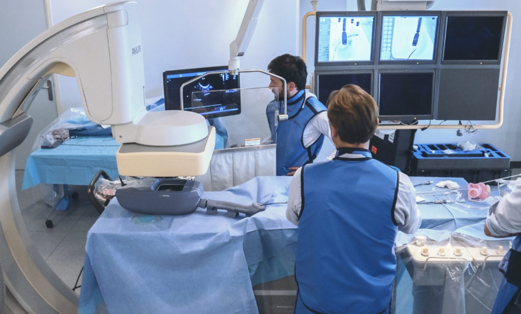 Ultrasound-guided TP training in the cathlab. Photo via Biomodex.