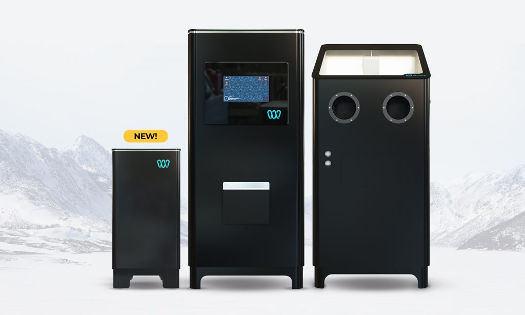 The Wematter Atmosphere, Gravity 3D printer, and Density cleaning cabinet.