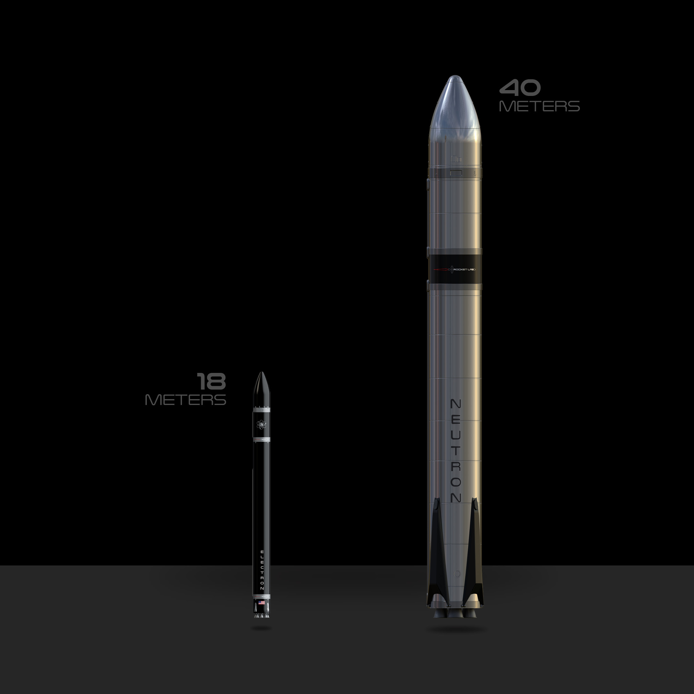 Left: Rocket Lab's Electron rocket and (right) its newly unveiled Neutron rocket. Image via Rocket Lab.