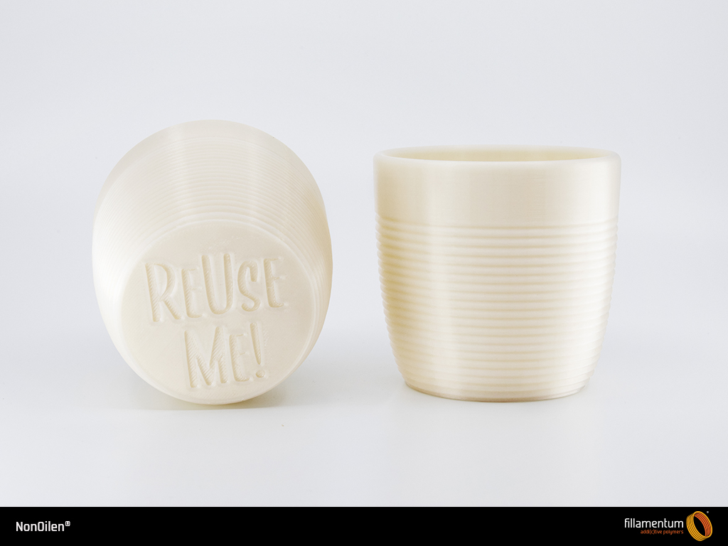 Objects printed with NonOilen are safe for food contact applications. Photo via Fillamentum.