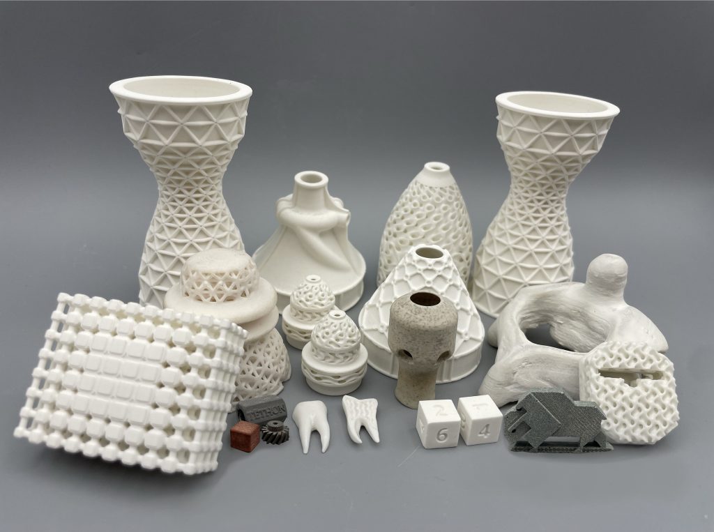 Sinterable ceramic parts 3D printed using Tethon 3D resins. Photo via Tethon 3D.