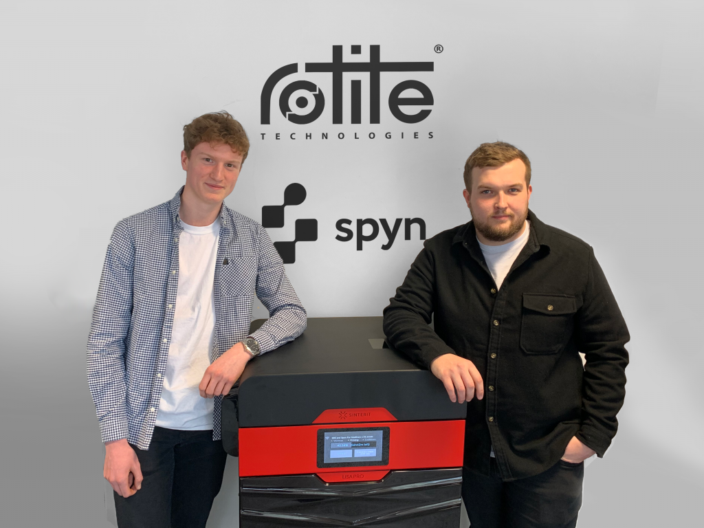 Rotite's Product Design Engineer Connor Whyley alongside the Sinterit Lisa Pro 3D printer. 