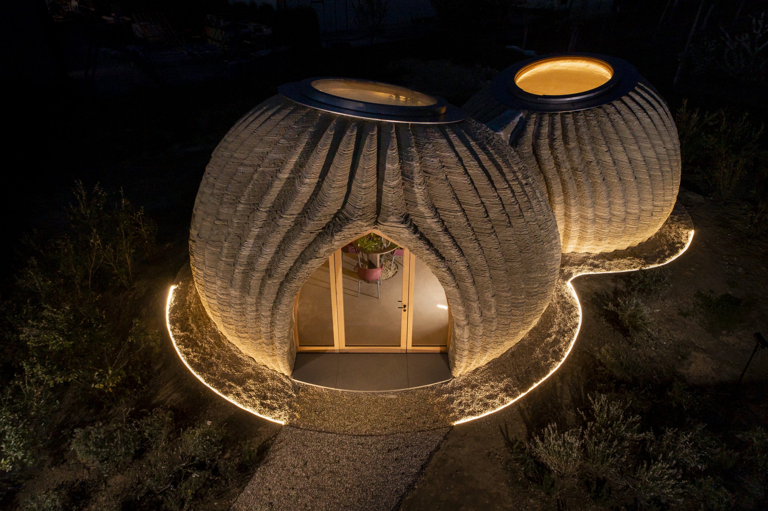 The TECLA 3D printed house was completed in 200 hours using just 6kw of energy. Photo via WASP.