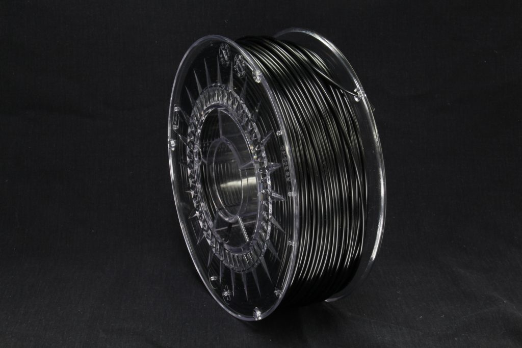 A spool of Polymaker and Covestro's new recycled PC-r filament. 