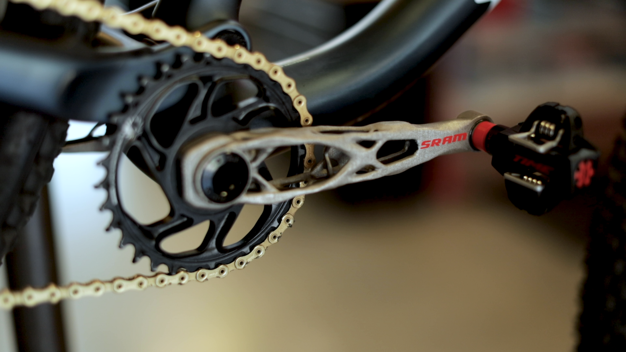 A generatively designed bike crank arm 3D printed by SRAM. 