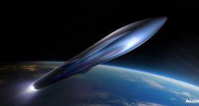 Render of the reusable, fully 3D printed Terran R rocket. Image via Relativity Space.