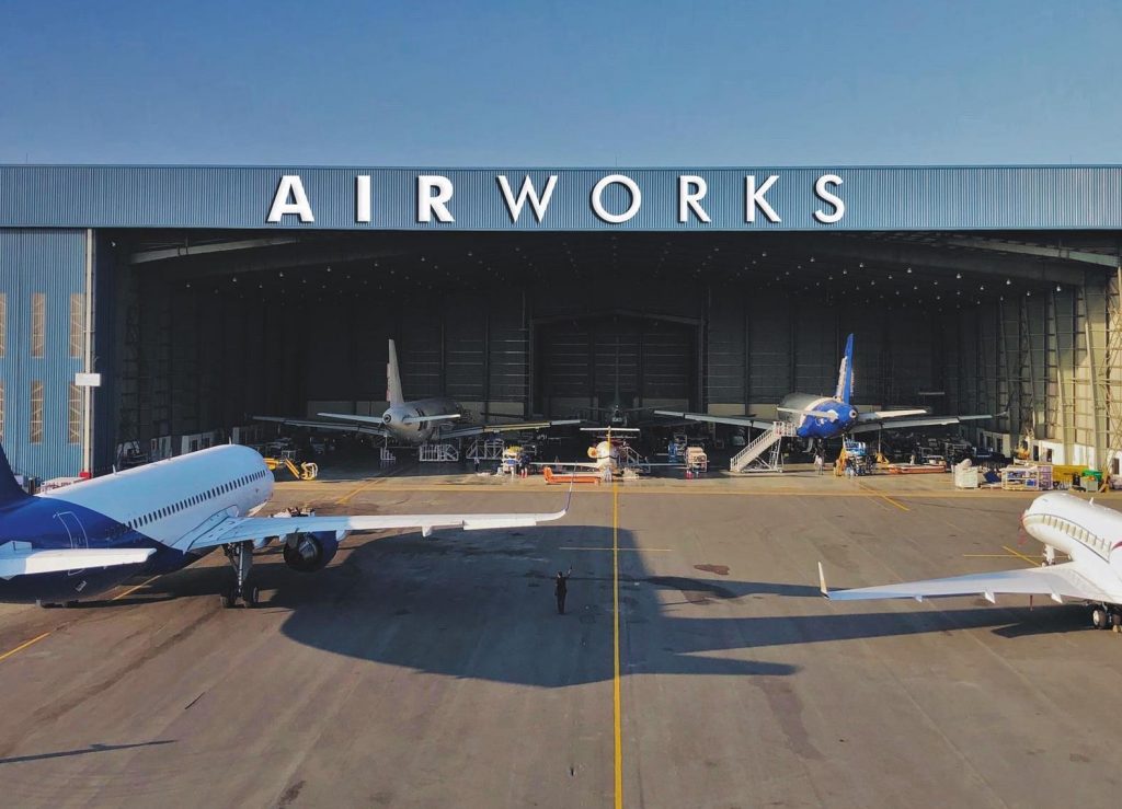 Featured image shows one of Air Works' aircraft hangars. Photo via Air Works.