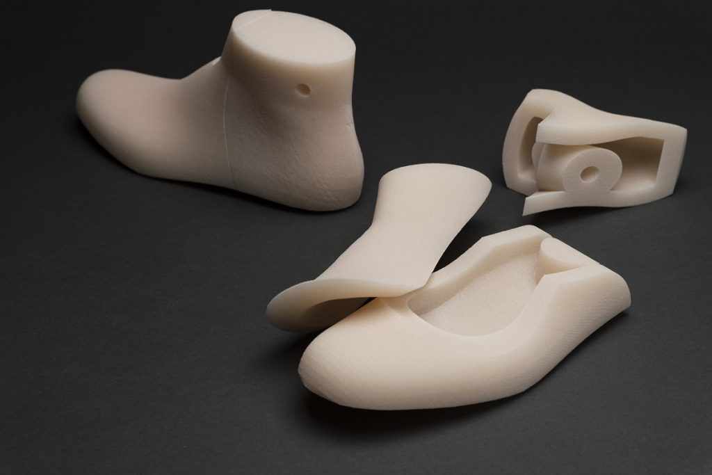 A set of 3D printed shoe last pieces. 