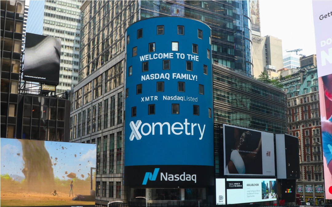 A message from NASDAQ welcoming Xometry to its stock exchange.