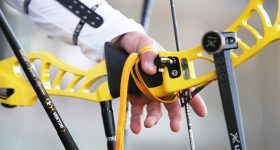 The 3D printed grips attached to the bow vary greatly from player to player, regarding the desired shape and material. Photo via Yoon-Sik Kim / Hyundai Motor Group.