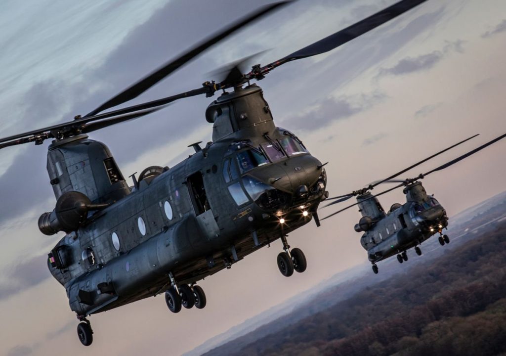The Boeing CH-47 Chinook. Photo via UK Ministry of Defence.
