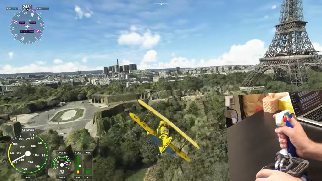 The flight stick in action in Microsoft Flight Simulator. Image via Akaki Kuumeri.