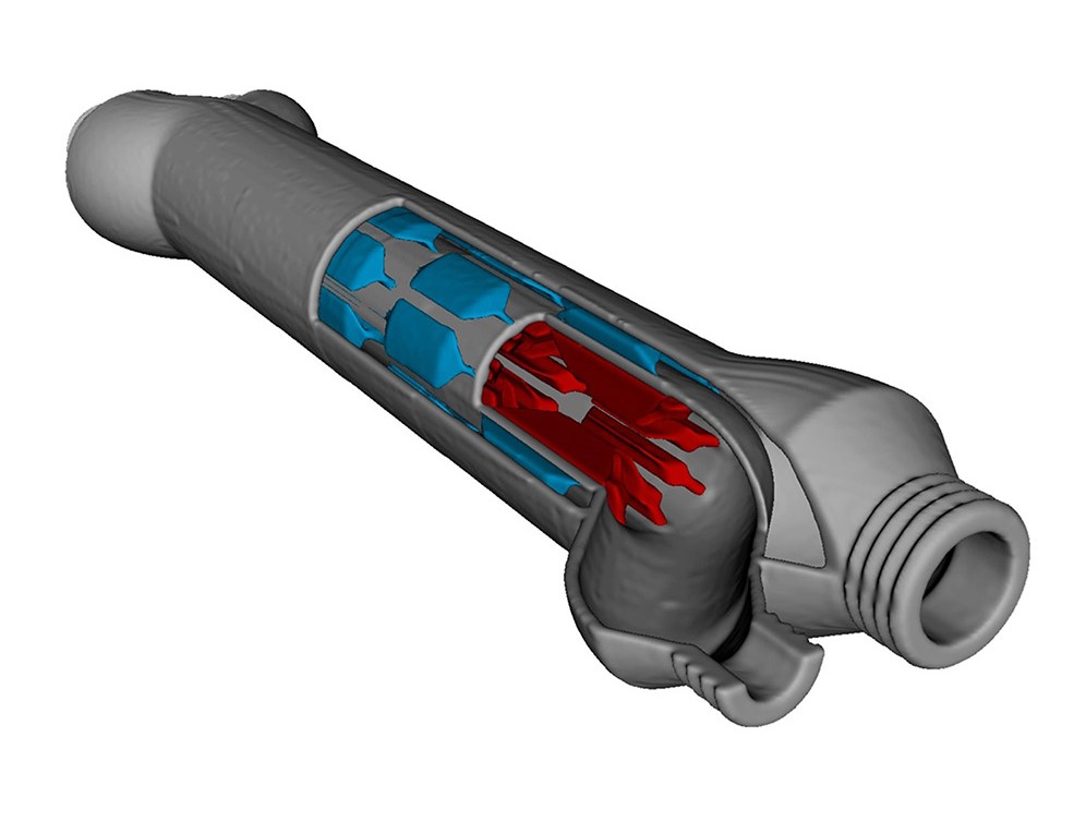 A rendering of the optimized 3D printed heat exchanger. Image via University of Illinois.