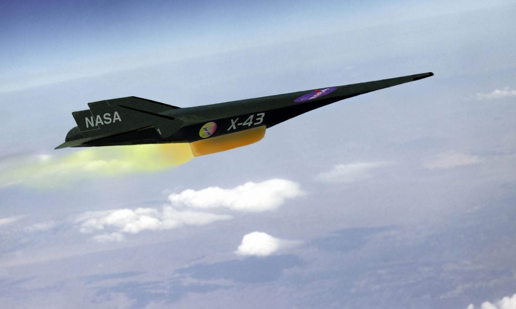 Developed as part of NASA’s Hyper-X program, the X-43A hypersonic research vehicle reached speeds above Mach 9.6 in 2004. Image via NASA.