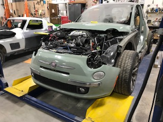 Hahn Auto Restoration is using 3D scanning to fit a Fiat 500 body to a Dodge Charger Hellcat chassis. Photo via William Hahn/Hahn Auto Restoration.