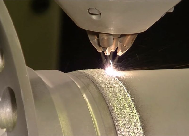 Optomec's LENS 3D printing technology in-action. 