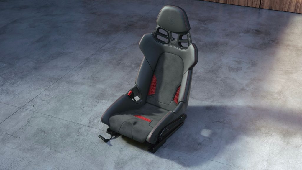 Porsche's new 3D printed seat in 'Guard Red'.