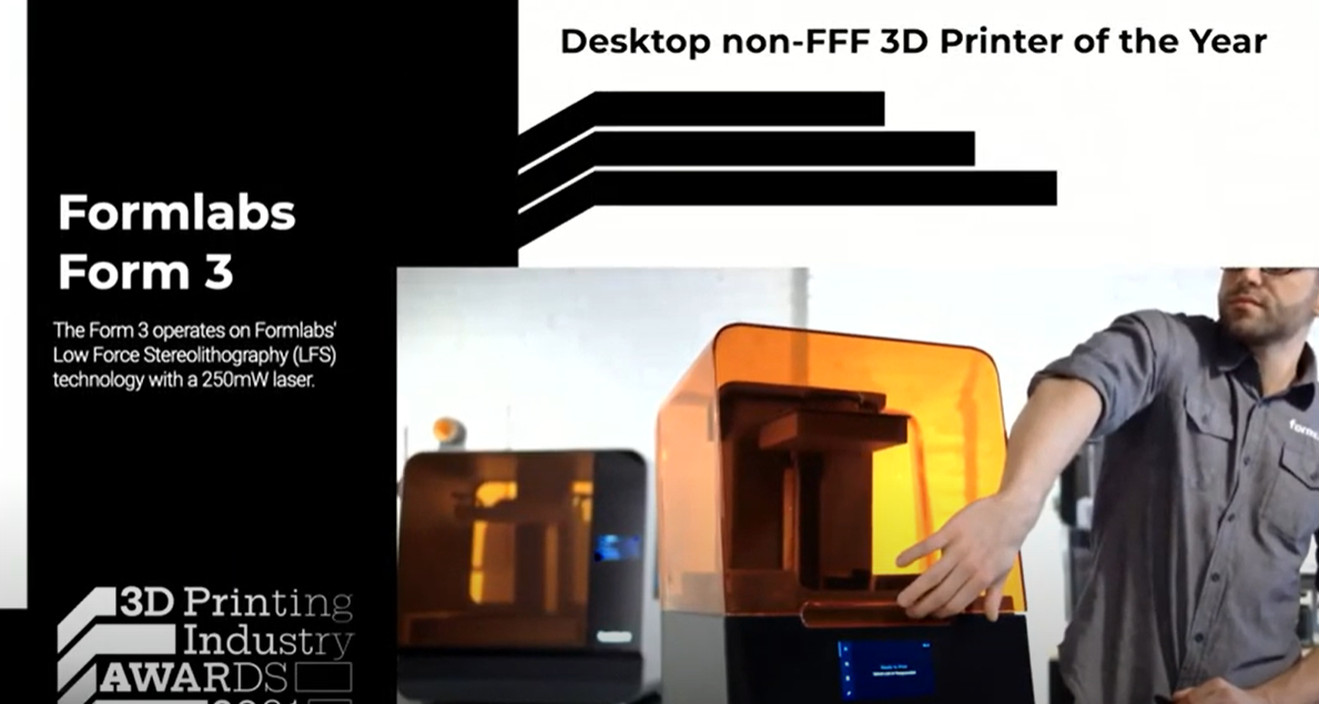 Formlabs won the Desktop non-FFF 3D Printer of the Year Award.