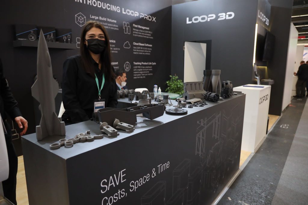LOOP 3D's new PRO X offering on display at its Formnext 2021 booth. 