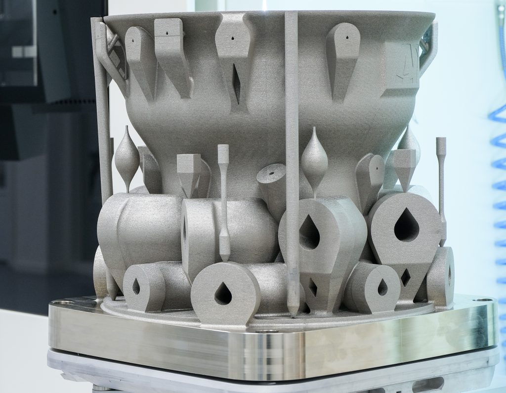 A large-format Additive Industries metal 3D printed part.