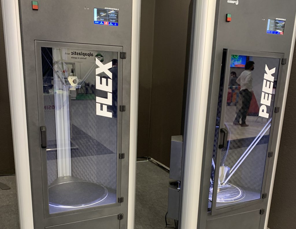 WASP's Flex and PEEK-optimized machines on display at Formnext 2021. 