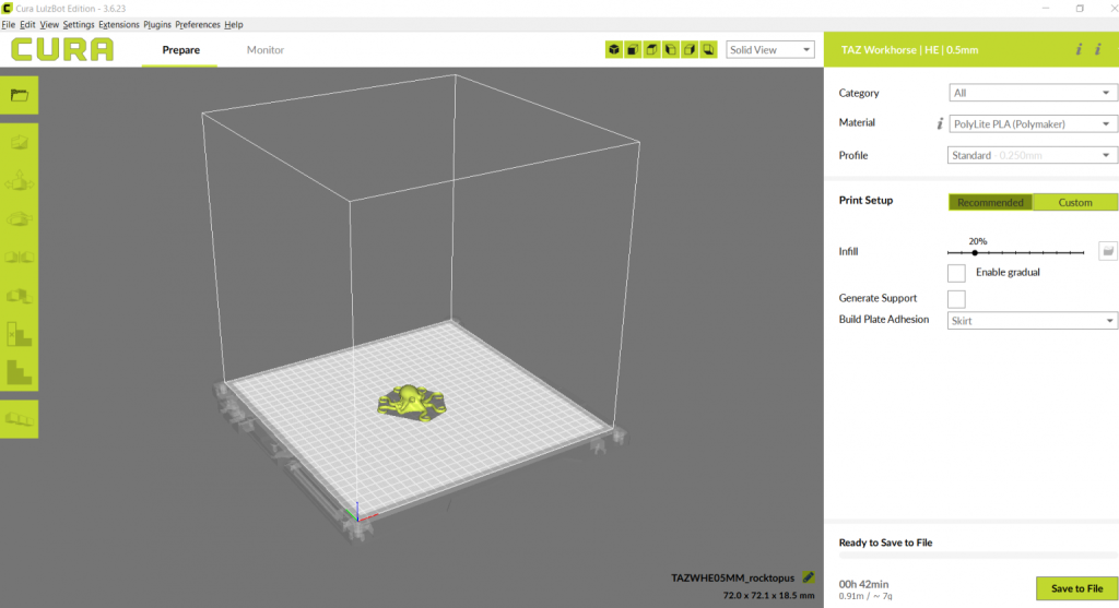 The Cura LulzBot Edition UI. Image by 3D Printing Industry.