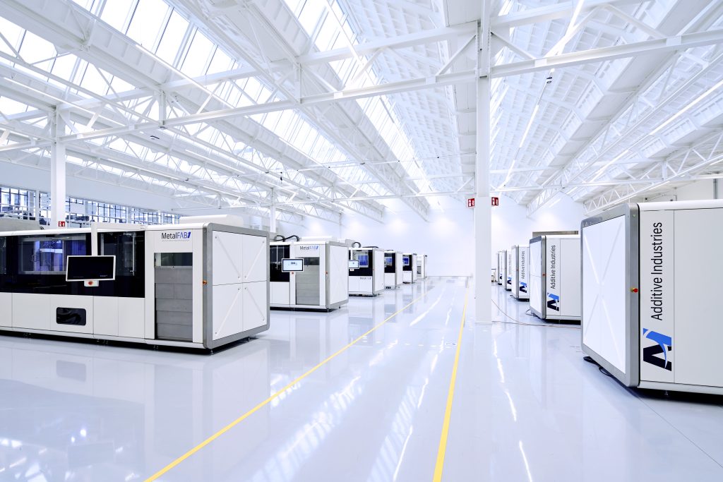 A facility packed with Additive Industries 3D printers.