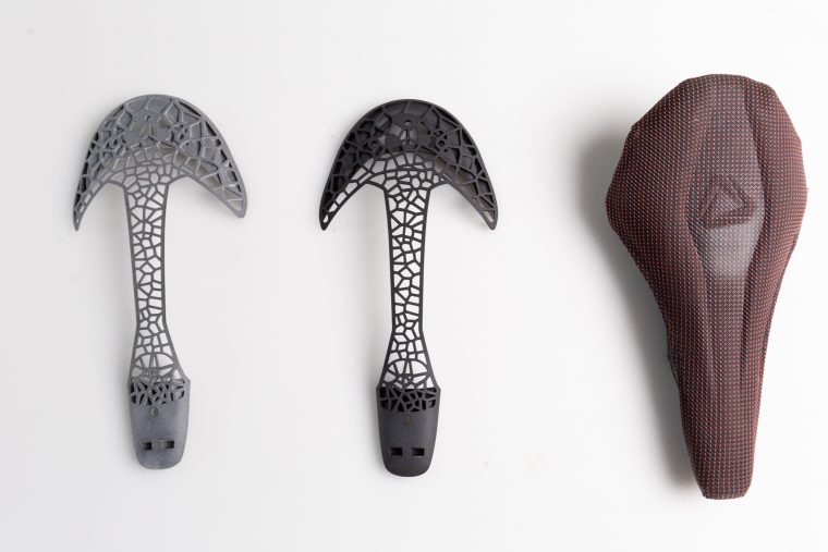 Stratasys’ H350 3D printer provides the design flexibility and production quality needed to produce a completely customized cycling saddle at scale. Photo via Stratasys.