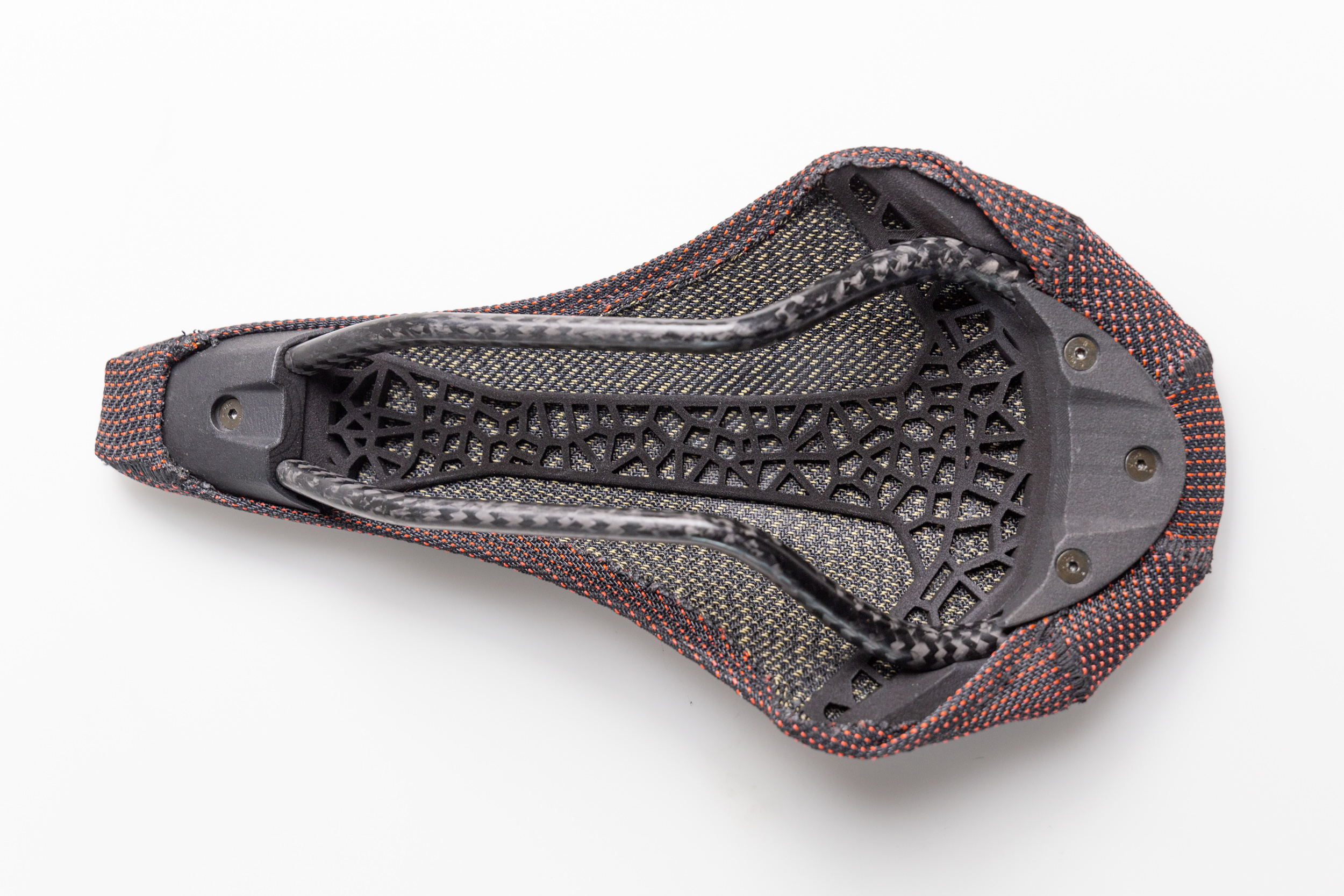 Consisting of a semi-rigid, personalised 3D printed spine and a 3D thermoformed seat pad, the saddle was designed with additive manufacturing in mind. Photo via Stratasys.