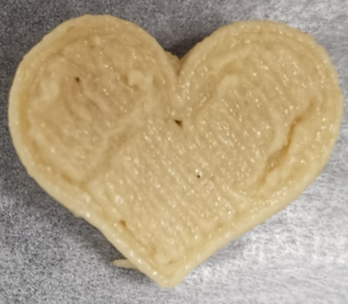 A 3D printed 'fake meat' dough featuring soy, wheat, and cocoa butter. Photo via Zhejiang University,