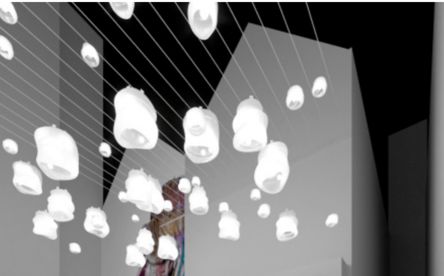 Artistic illustration of the suspended Ocean Orb lights. Image via Ultimaker.