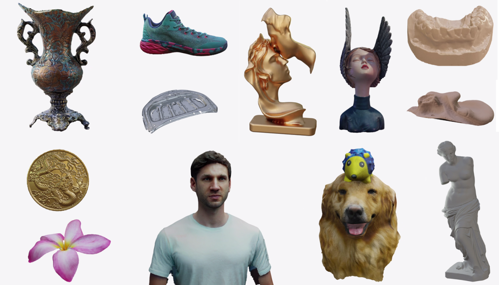 A selection of 3D models captured by Revopoint's POP 2 3D scanner. 