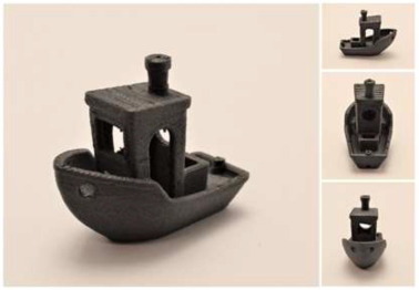 A benchy 3D printed using the engineers' novel FFF 3D printing upgrade. 