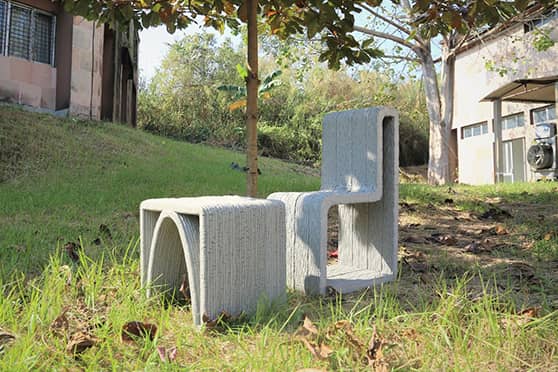 The researchers' 3D printed 'urban furniture.'