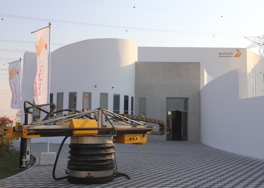 The 3D printed building of Apis Cor in the United Arab Emirates.