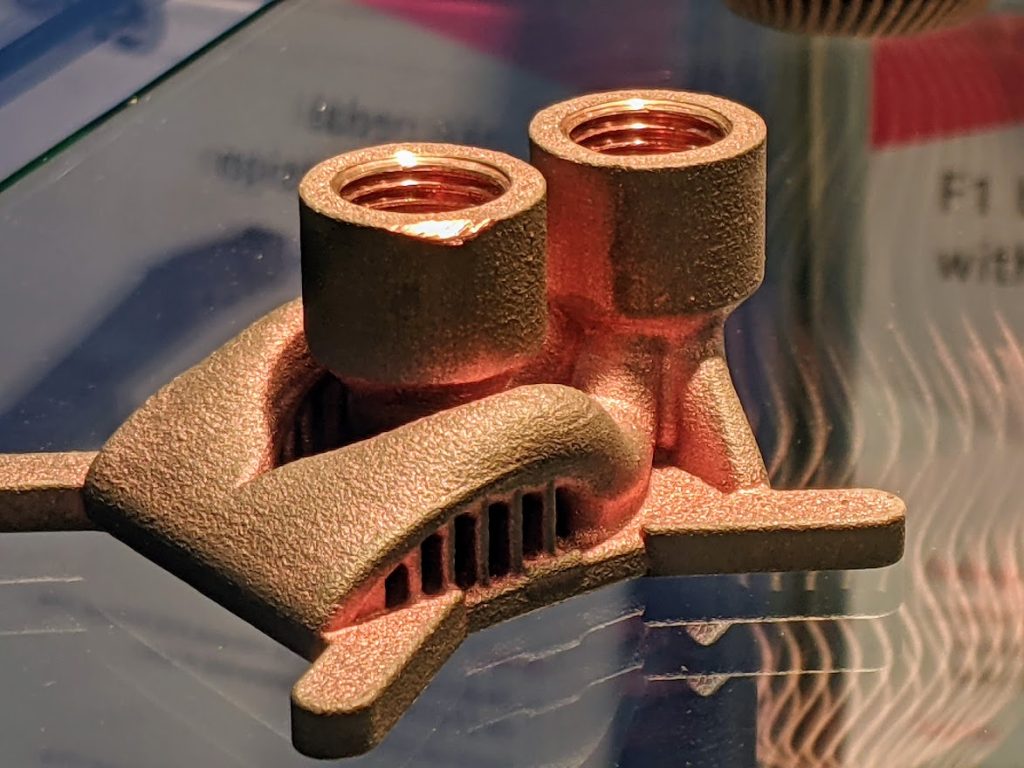 EOS 3D printed copper alloy Gaming CPU cooler. Photo by Michael Petch.