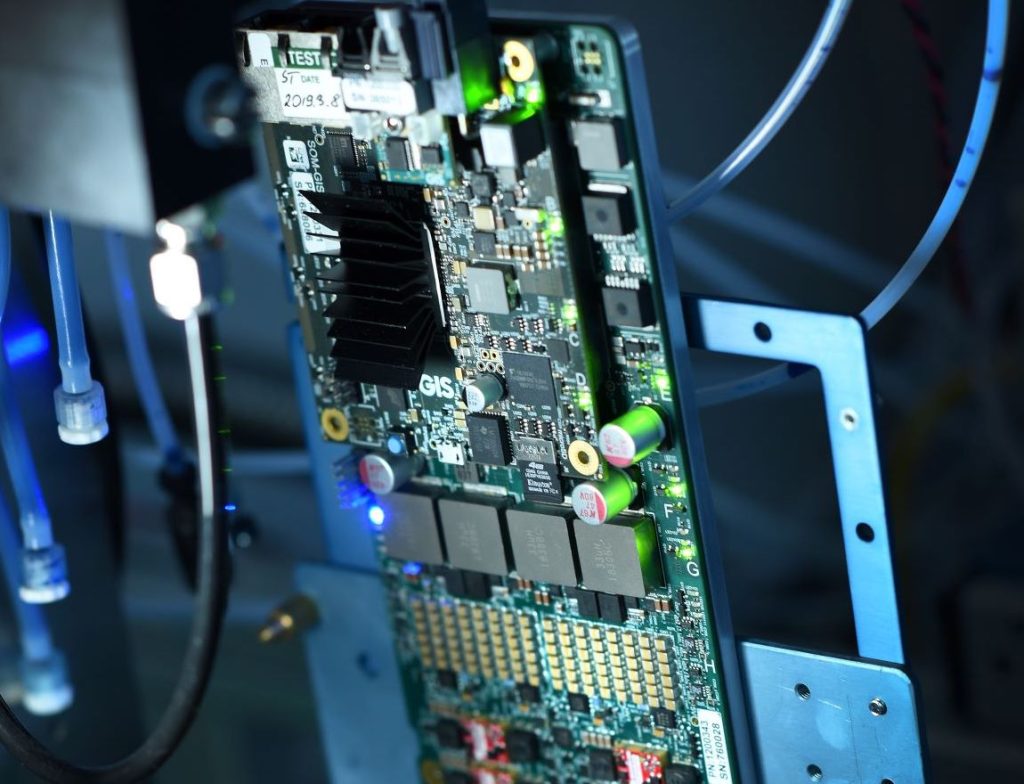 A circuit board developed using GIS' inkjet technologies. 