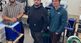 The New Collar Network team in the 3D Printing Lab - Filip Perez, Jed Beddo, and Alec Kerr. Photo via New Collar Network.