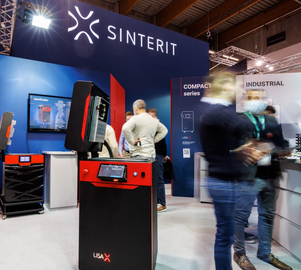 A scaled panoramic shot of Sinterit's Lisa X at a recent industry trade show. 