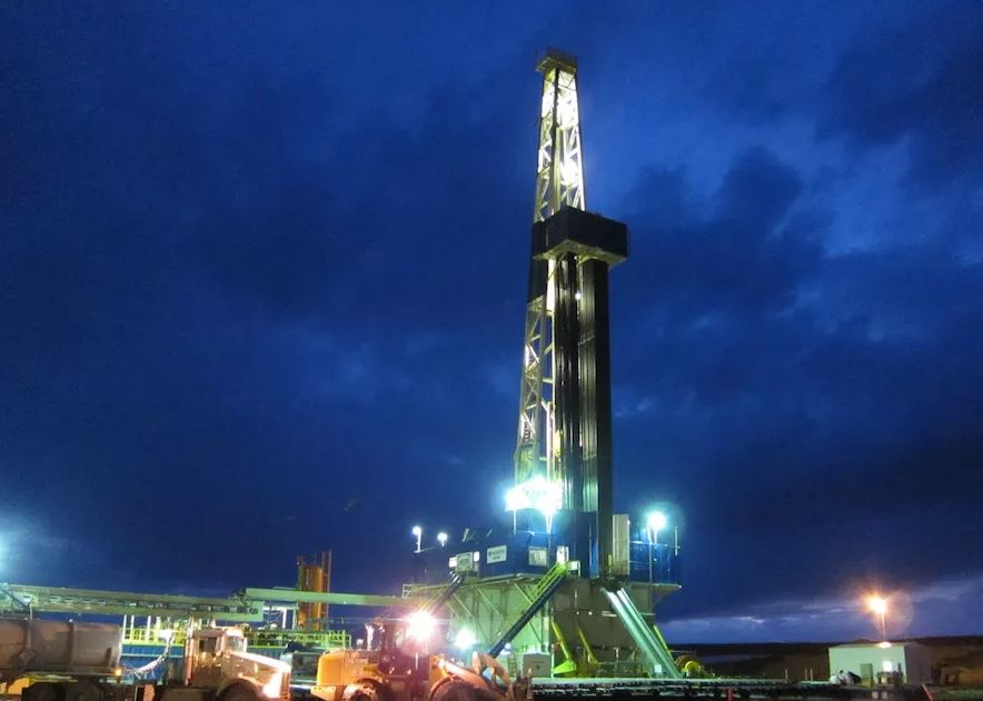 A fracking oil drilling rig being used in North Dakota. 