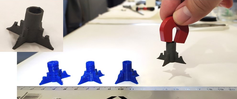 A magnet 3D printed using recycled ferrite waste. Photo via IMDEA Nanoscience Institute.