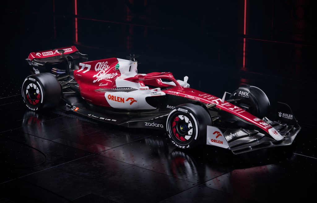 The Alfa Romeo Racing ORLEN 2022 Formula 1 car. 
