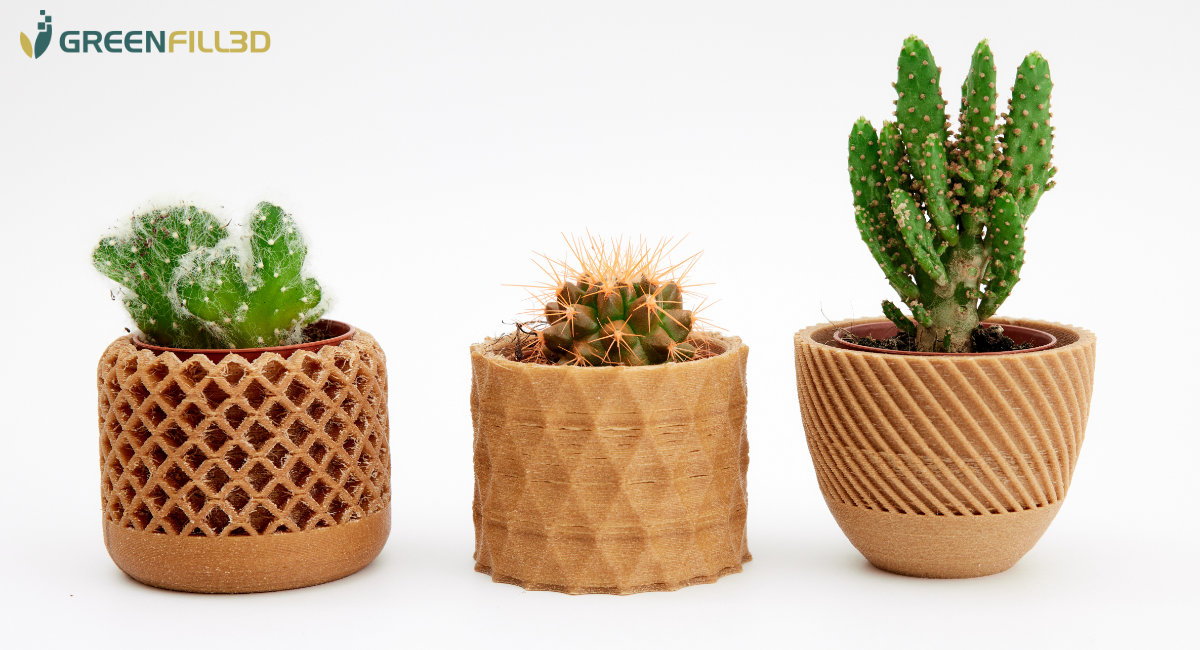 Branfill3D could also be used to produce other everyday products, such as plant pots. Photo via GREENFILL3D.