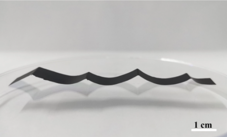 The 3D printed graphene-oxide structure with a thickness of 20 μm. Image via ACS Nano.