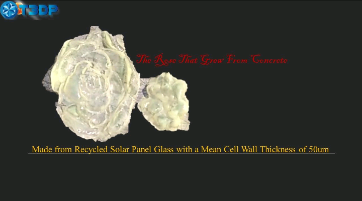 A part made from recycled solar panel glass with flexible 50um thick walls. Photo via Daniel Clark.