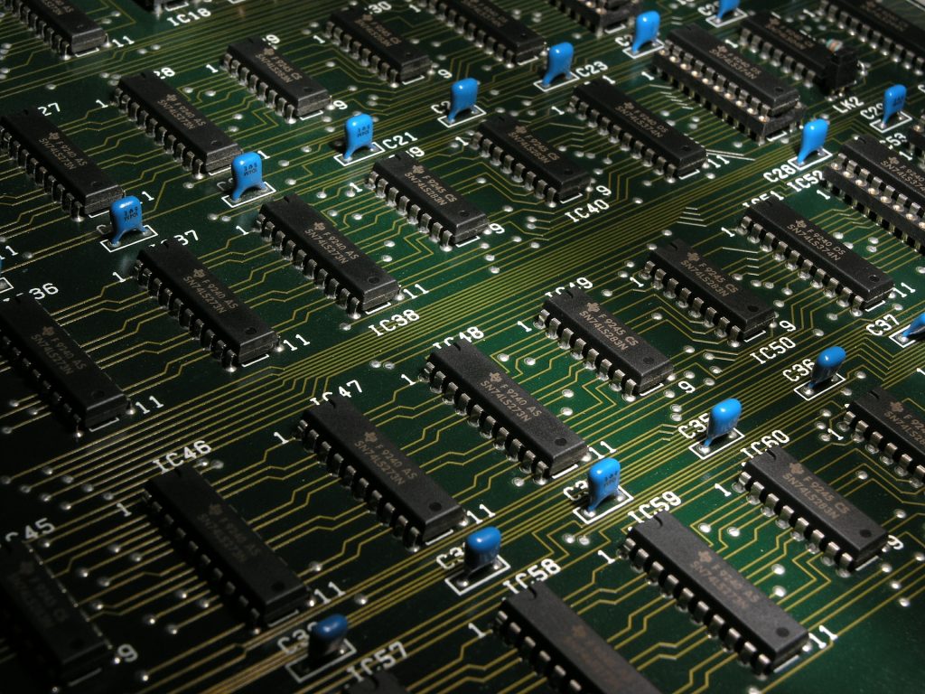 A set of integrated circuit boards.