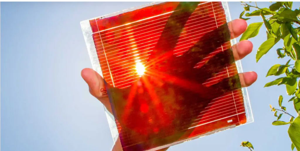 A perovskite solar cell. Photo via Solliance.