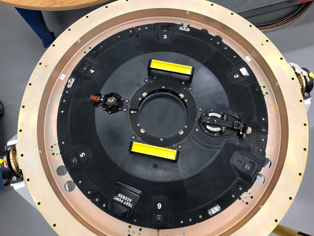 The hatch cover 3D printed for the Orion spacecraft by Lockheed Martin. Photo via Business Wire, Stratasys. 